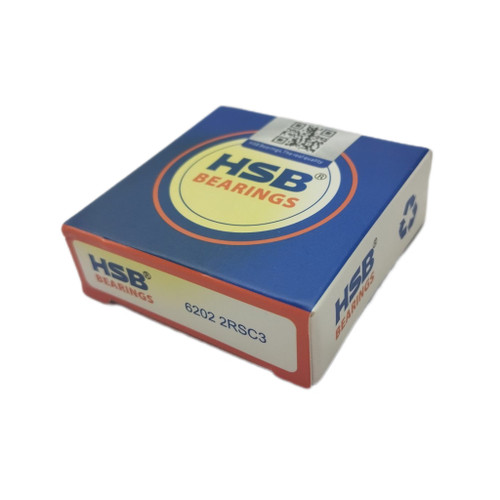 (2RS C3 TN) 6202 بلبرینگ دینام (واشر لاستیکی دور بالا ساچمه گیر فیبری) برند HSB